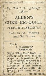 1933 Allen's League Footballers #5 Jack Baggott Back